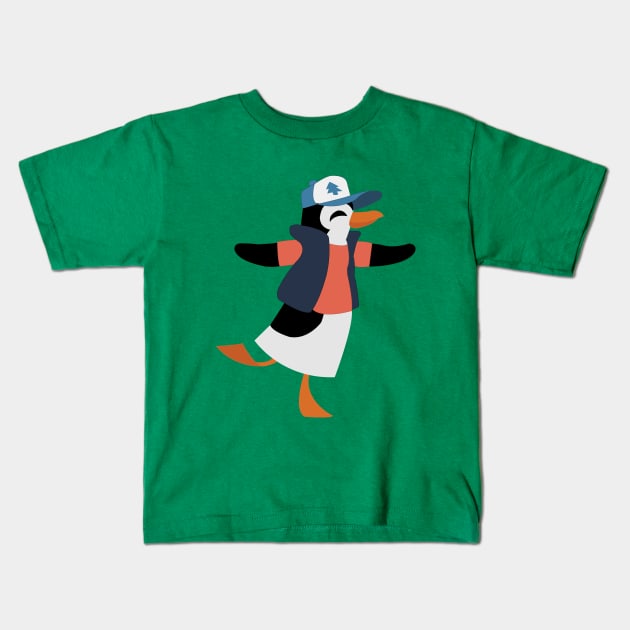 Dipper Penguin Kids T-Shirt by NightmareProds